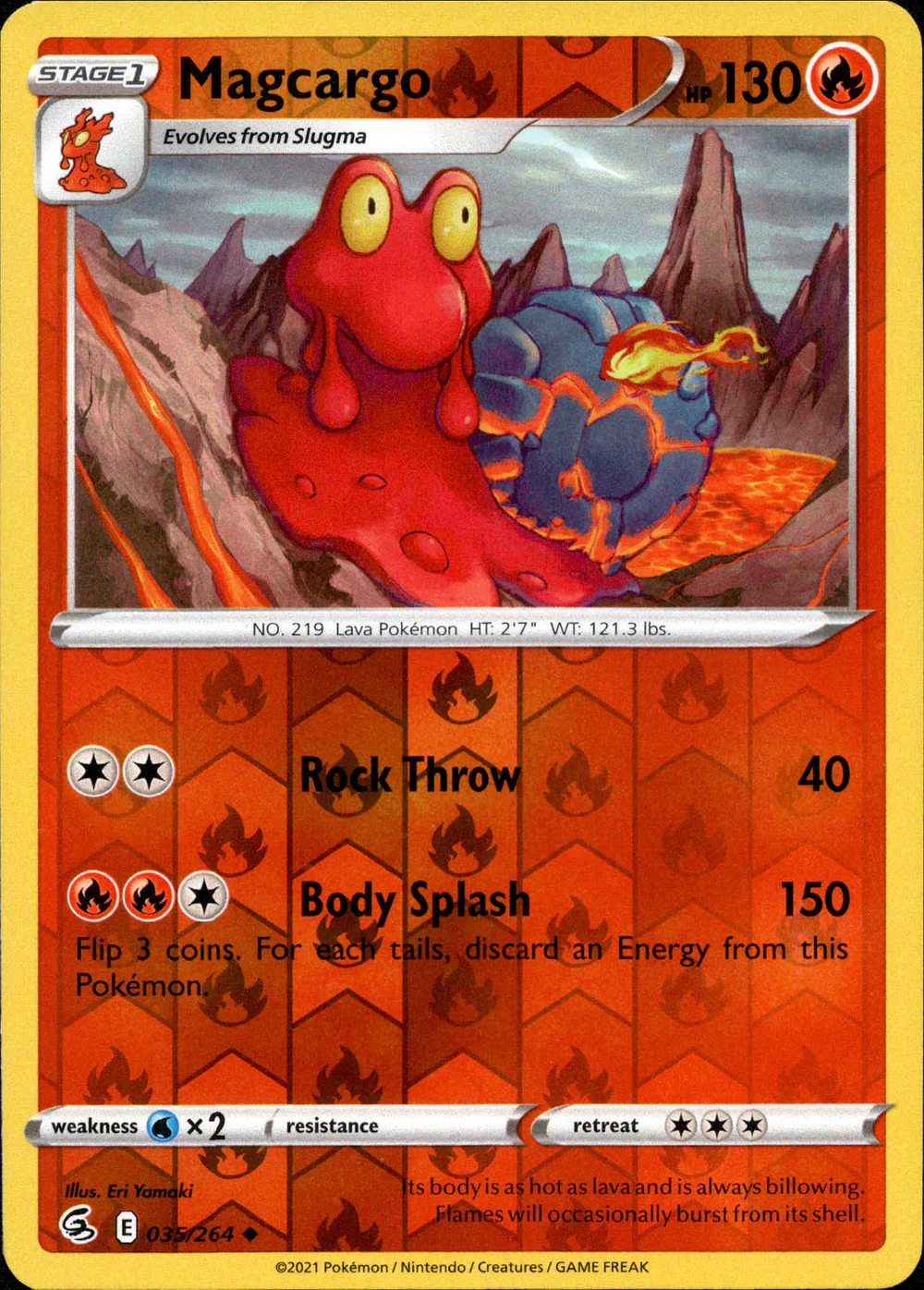Magcargo 035/264 SWSH Fusion Strike Reverse Holo Uncommon Pokemon Card