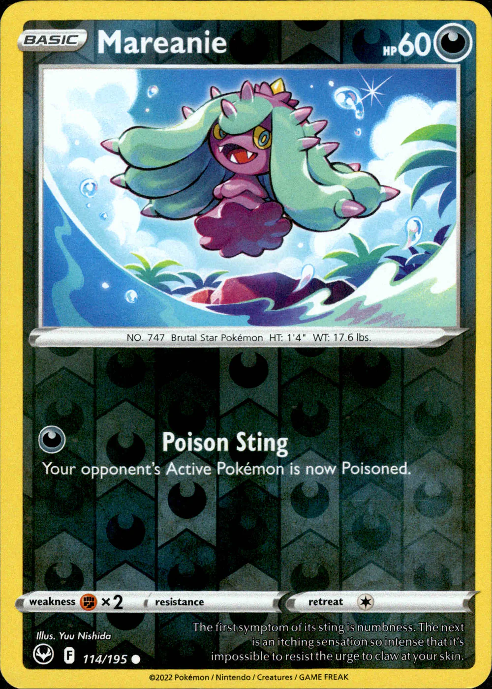 Mareanie 114/195 SWSH Silver Tempest Reverse Holo Common Pokemon Card