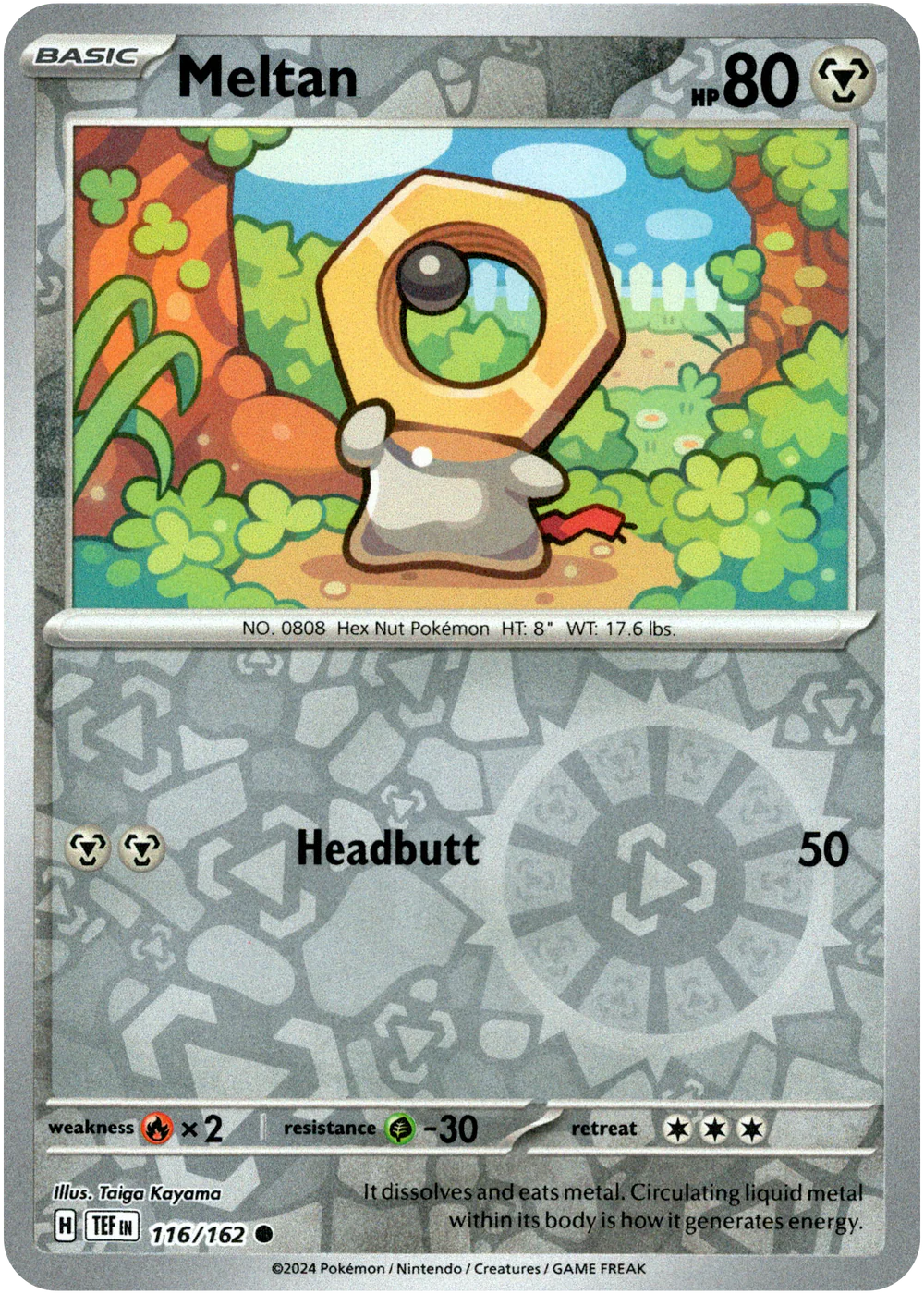 Meltan 116/162 Scarlet and Violet Temporal Forces Reverse Holo Common Pokemon Card