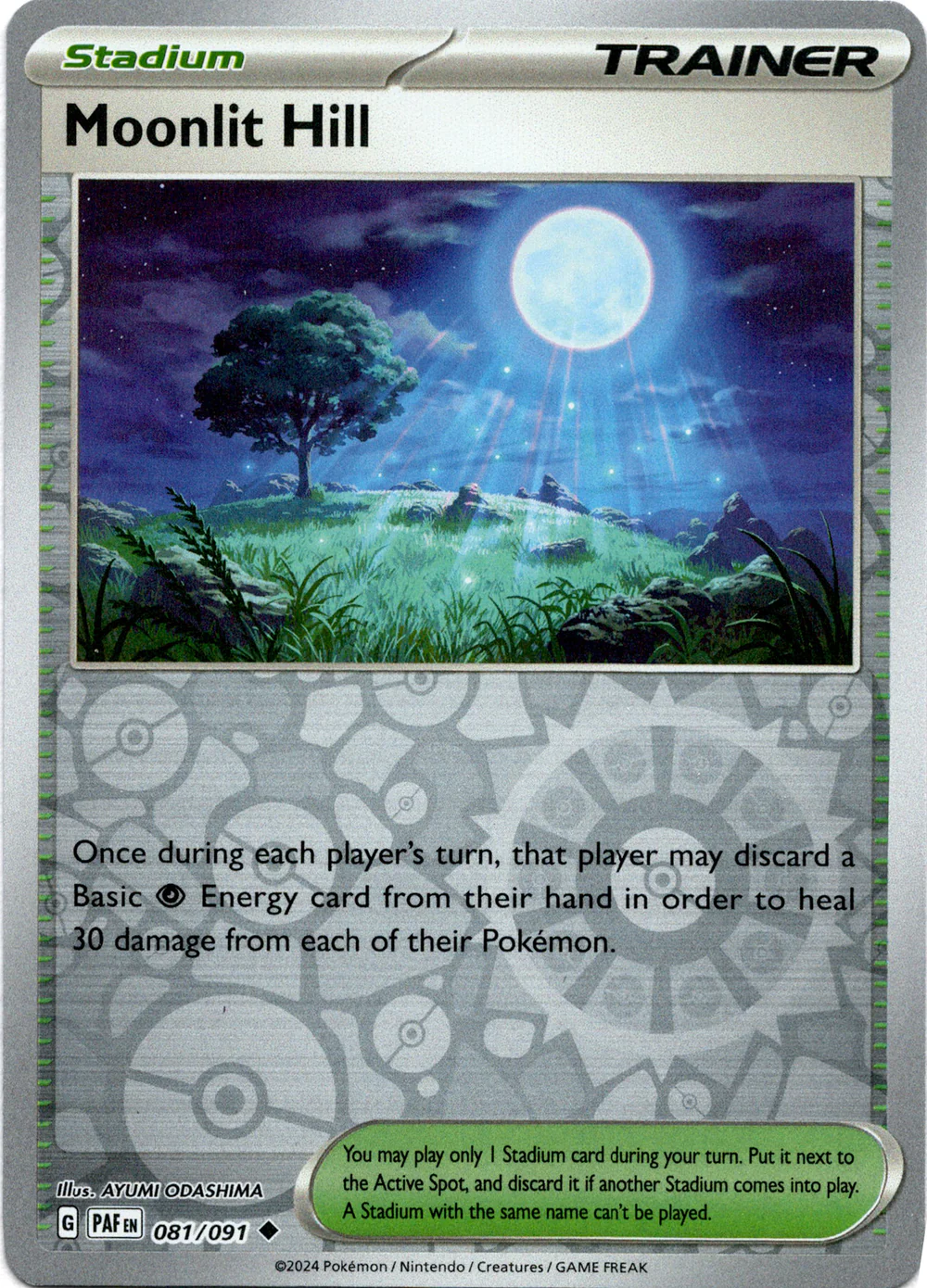 Moonlit Hill 081/091 Scarlet and Violet Paldean Fates Reverse Holo Uncommon Pokemon Card