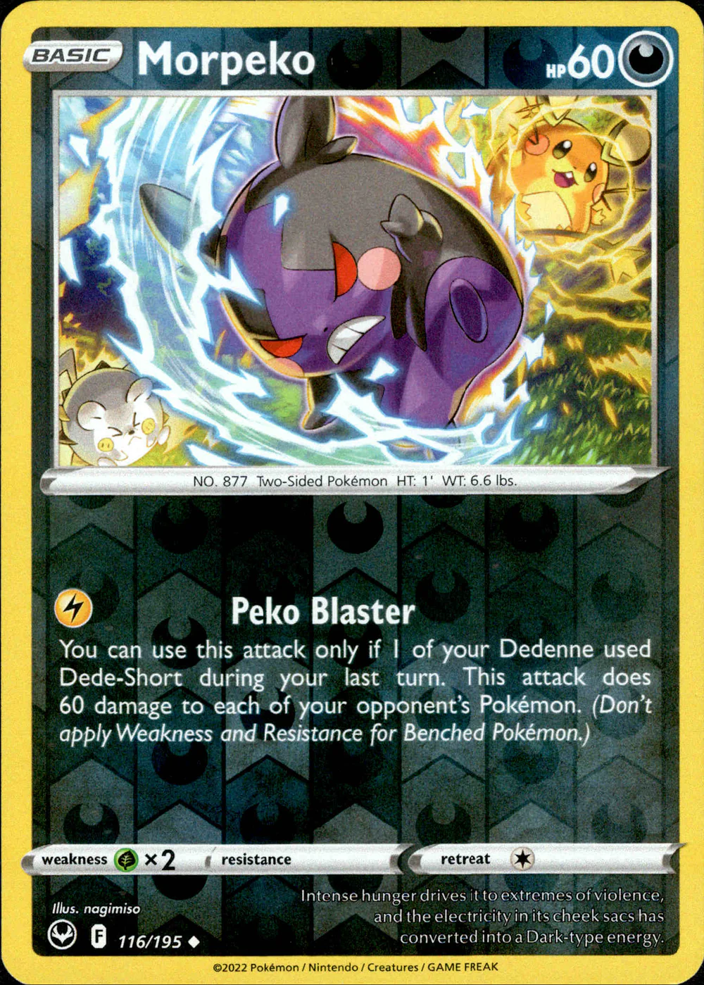 Morpeko 116/195 SWSH Silver Tempest Reverse Holo Uncommon Pokemon Card