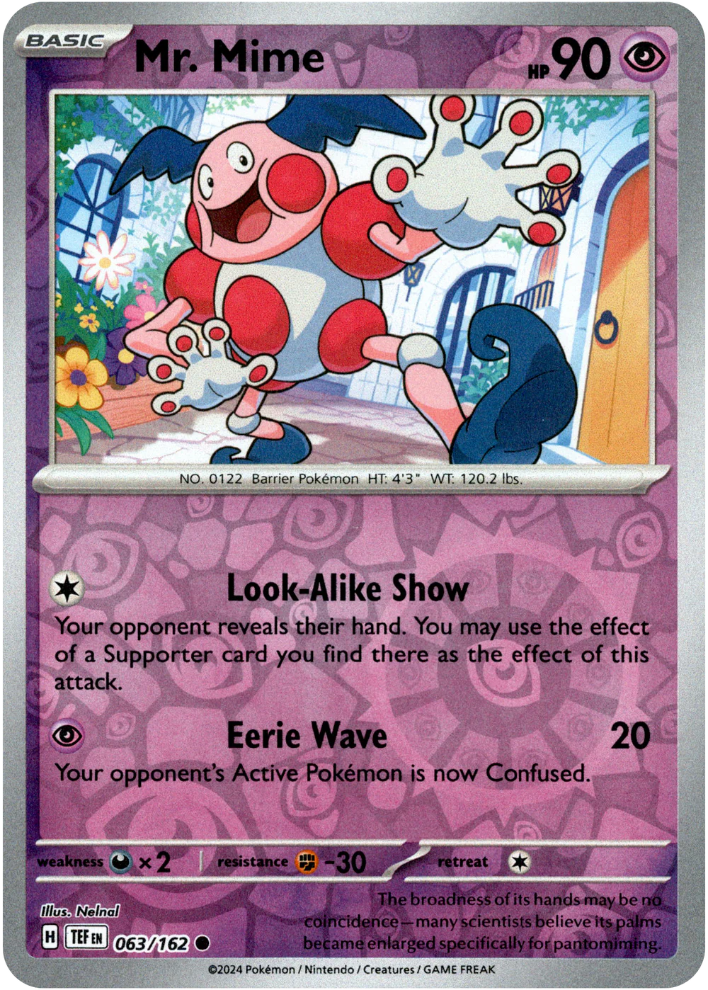 Mr. Mime 063/162 Scarlet and Violet Temporal Forces Reverse Holo Common Pokemon Card