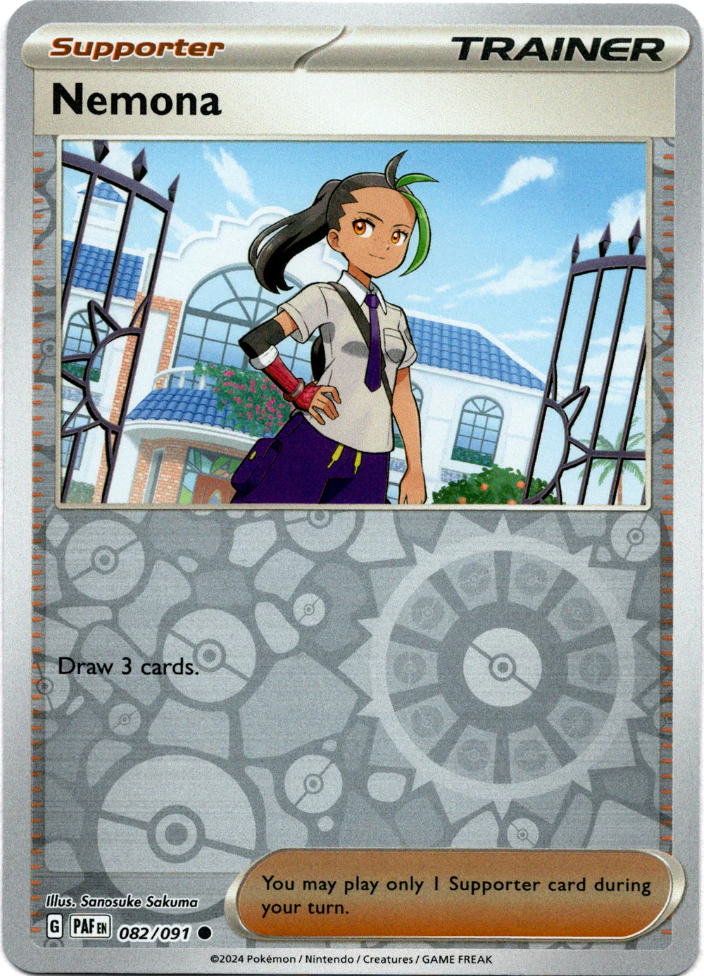 Nemona 082/091 Scarlet and Violet Paldean Fates Reverse Holo Common Pokemon Card