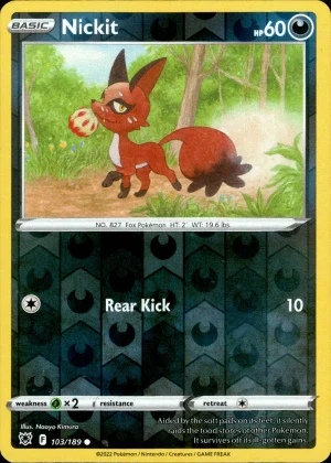 Nickit 103/189 SWSH Astral Radiance Reverse Holo Common Pokemon Card