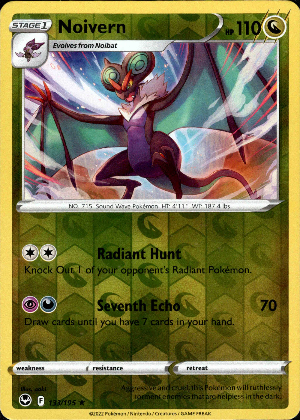 Noivern 133/195 SWSH Silver Tempest Reverse Holo Rare Pokemon Card