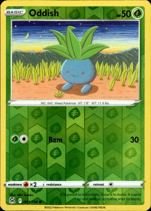 Oddish 001/196 SWSH Lost Origin Reverse Holo Common Pokemon Card