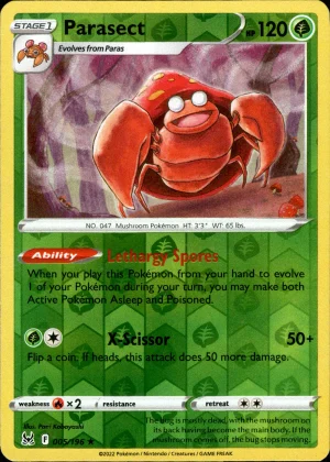 Parasect 005/196 SWSH Lost Origin Reverse Holo Rare Pokemon Card