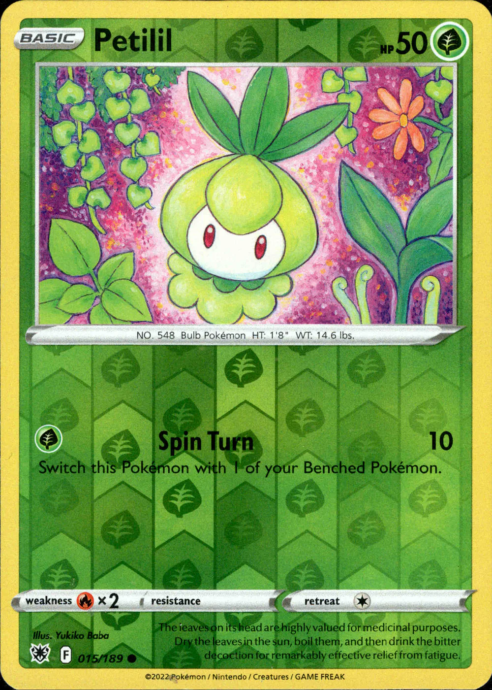 Petilil 015/189 SWSH Astral Radiance Reverse Holo Common Pokemon Card