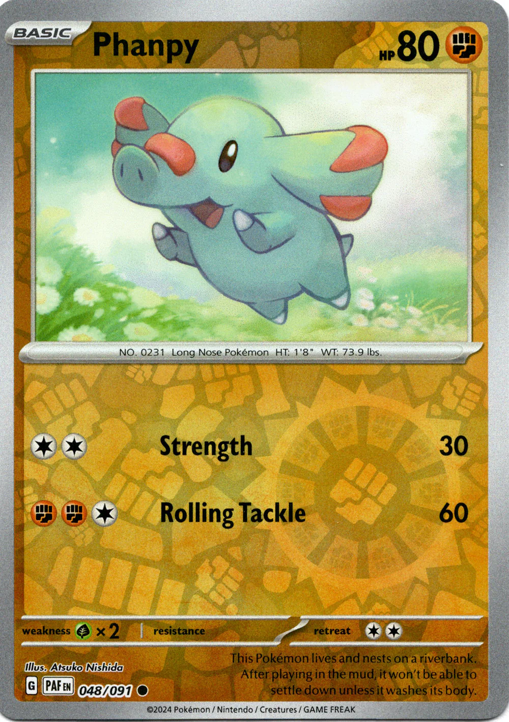 Phanpy 048/091 Scarlet and Violet Paldean Fates Reverse Holo Common Pokemon Card