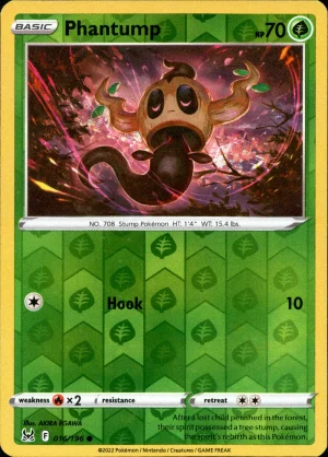 Phantump 016/196 SWSH Lost Origin Reverse Holo Common Pokemon Card