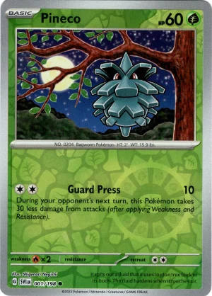 Pineco 001/198 Scarlet and Violet Base Reverse Holo Common Pokemon Card