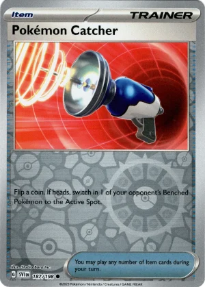 Pokemon Catcher 187/198 Scarlet and Violet Base Reverse Holo Common Pokemon Card