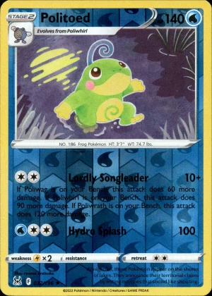 Politoed 032/196 SWSH Lost Origin Reverse Holo Rare Pokemon Card