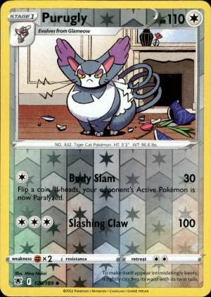 Purugly 128/189 SWSH Astral Radiance Reverse Holo Uncommon Pokemon Card