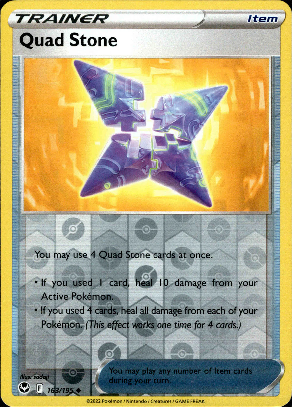 Quad Stone 163/195 SWSH Silver Tempest Reverse Holo Uncommon Pokemon Card