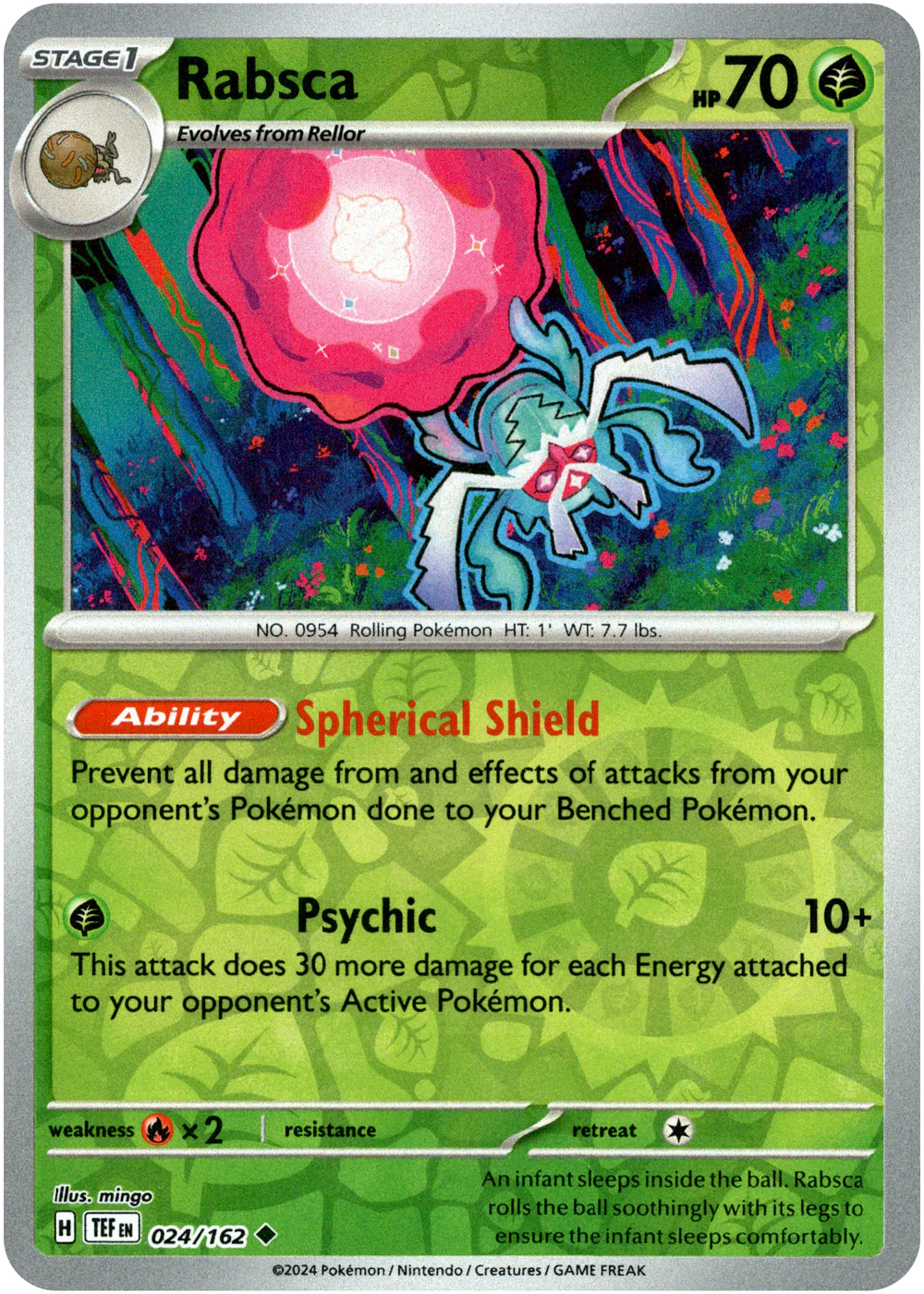 Rabsca 024/162 Scarlet and Violet Temporal Forces Reverse Holo Uncommon Pokemon Card