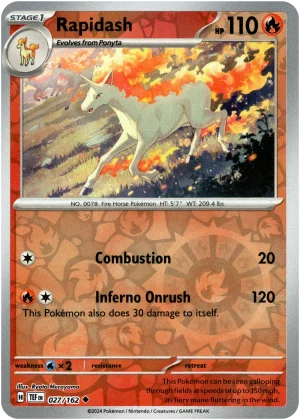 Rapidash 027/162 Scarlet and Violet Temporal Forces Reverse Holo Uncommon Pokemon Card