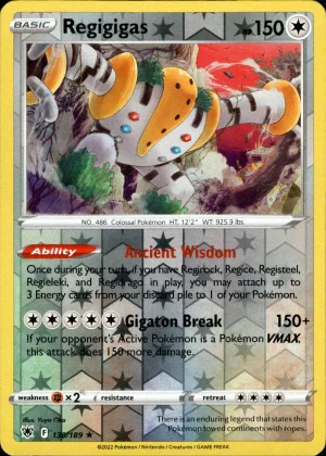 Regigigas 130/189 SWSH Astral Radiance Reverse Holo Rare Pokemon Card