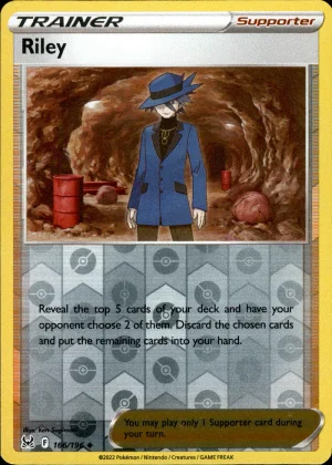 Riley 166/196 SWSH Lost Origin Reverse Holo Uncommon Pokemon Card