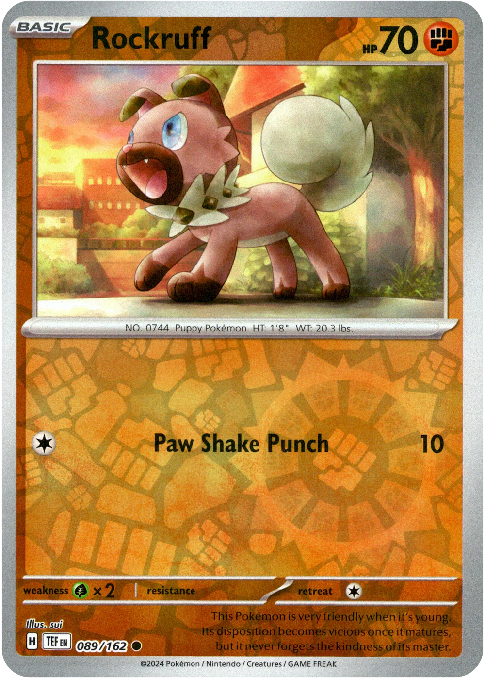 Rockruff 089/162 Scarlet and Violet Temporal Forces Reverse Holo Common Pokemon Card