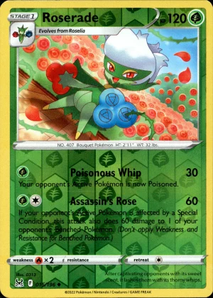 Roserade 015/196 SWSH Lost Origin Reverse Holo Uncommon Pokemon Card