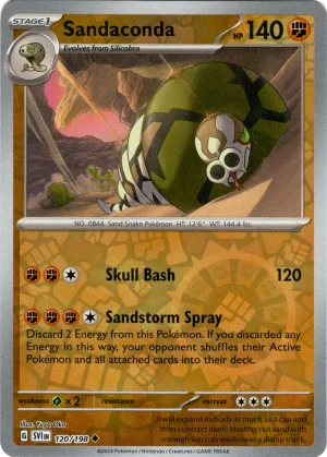 Sandaconda 120/198 Scarlet and Violet Base Reverse Holo Uncommon Pokemon Card