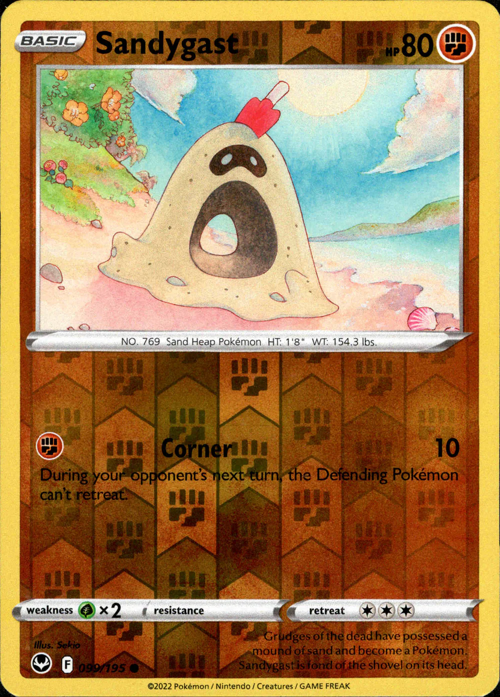 Sandygast 099/195 SWSH Silver Tempest Reverse Holo Common Pokemon Card