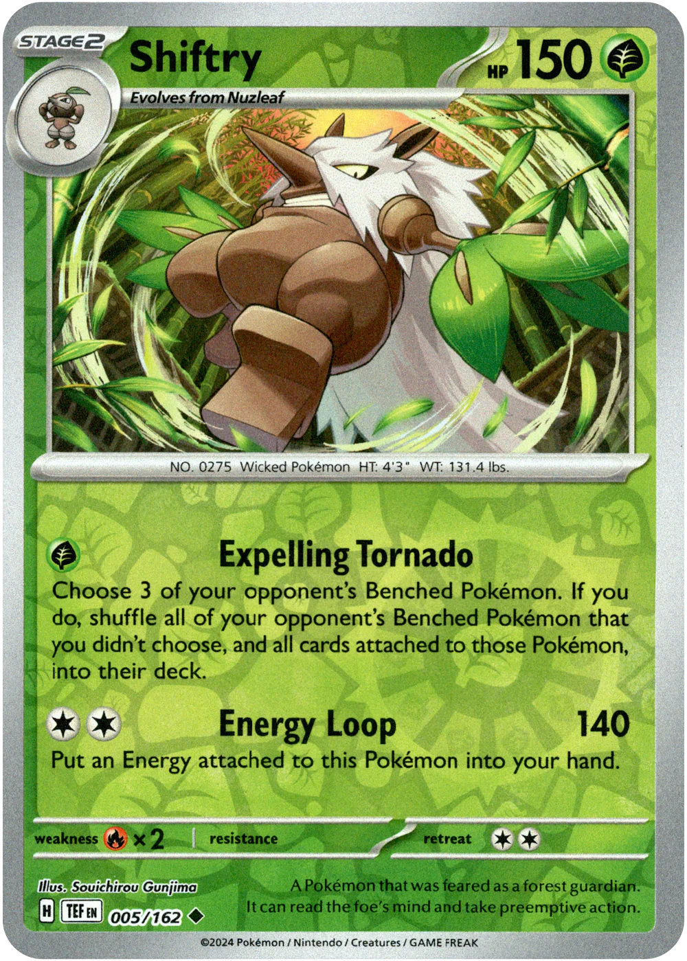 Shiftry 005/162 Scarlet and Violet Temporal Forces Reverse Holo Uncommon Pokemon Card