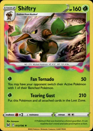 Shiftry 013/196 SWSH Lost Origin Holo Rare Pokemon Card