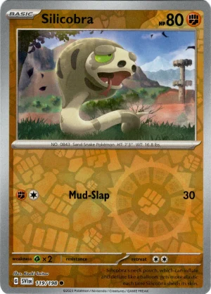 Silicobra 119/198 Scarlet and Violet Base Reverse Holo Common Pokemon Card