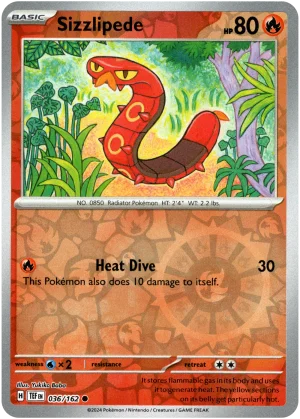 Sizzlipede 036/162 Scarlet and Violet Temporal Forces Reverse Holo Common Pokemon Card