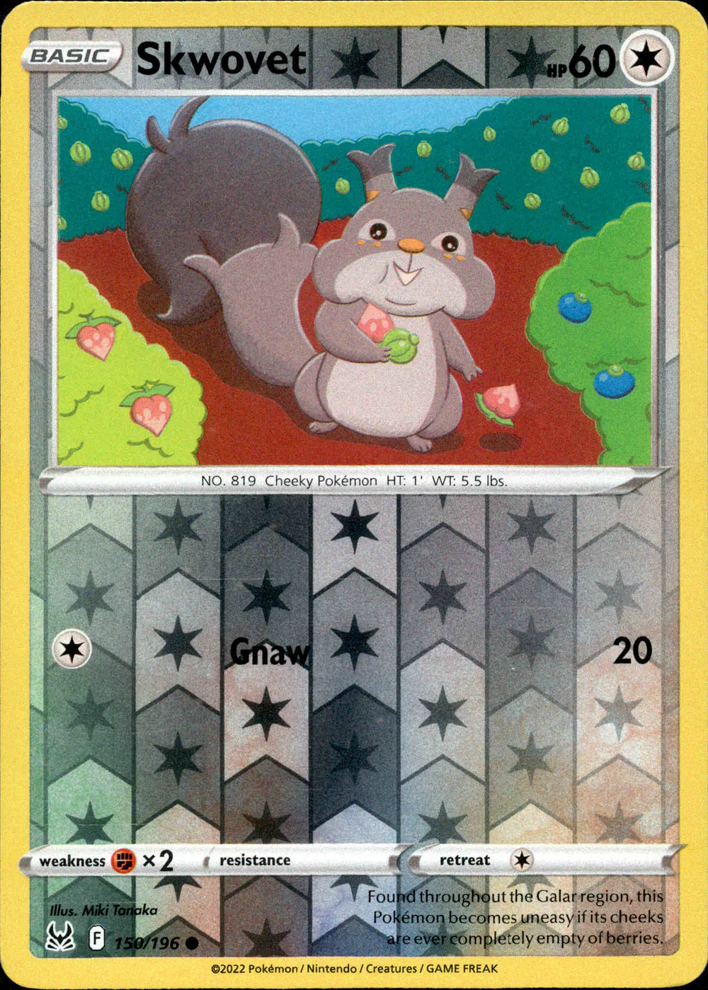 Skwovet 150/196 SWSH Lost Origin Reverse Holo Common Pokemon Card
