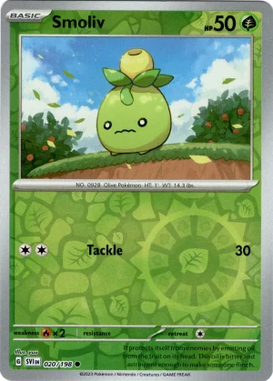 Smoliv 020/198 Scarlet and Violet Base Reverse Holo Common Pokemon Card