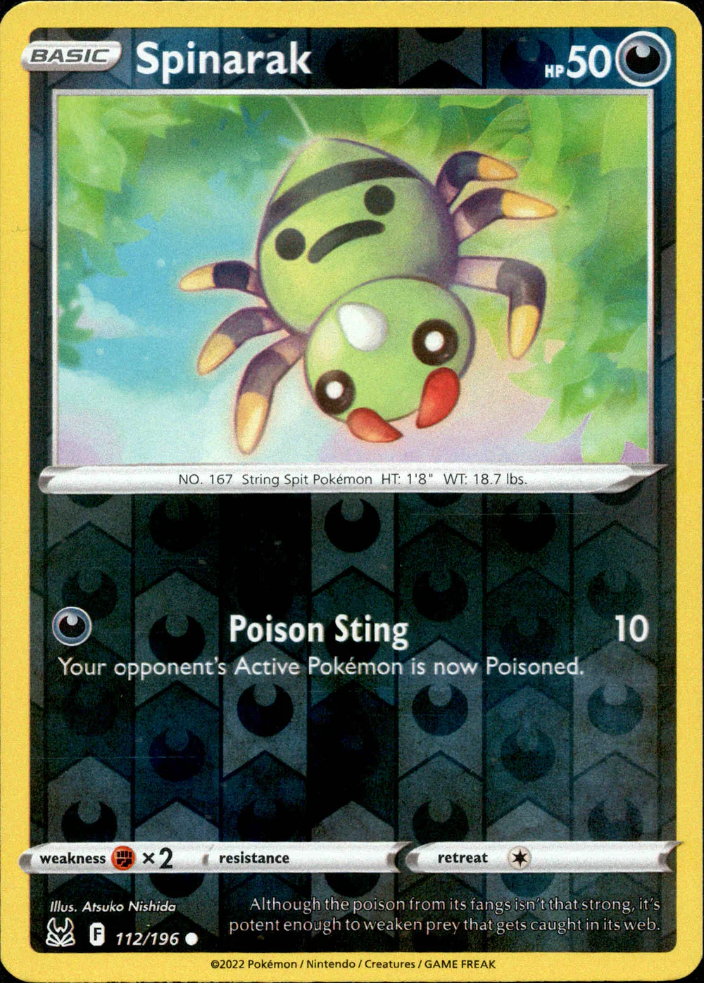 Spinarak 112/196 SWSH Lost Origin Reverse Holo Common Pokemon Card