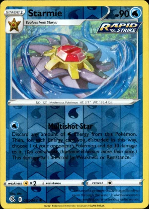 Starmie 053/264 SWSH Fusion Strike Reverse Holo Rare Pokemon Card