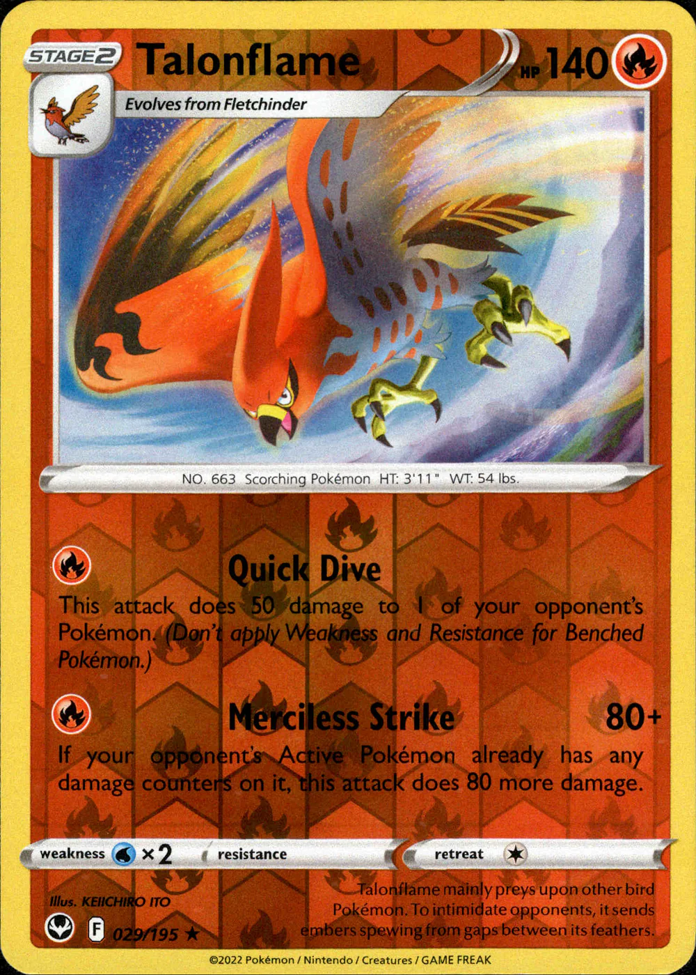 Talonflame 029/195 SWSH Silver Tempest Reverse Holo Rare Pokemon Card | Gogi Collectables Talonflame 029/195 SWSH Silver Tempest Reverse Holo Rare Pokemon Card | Gogi Collectables