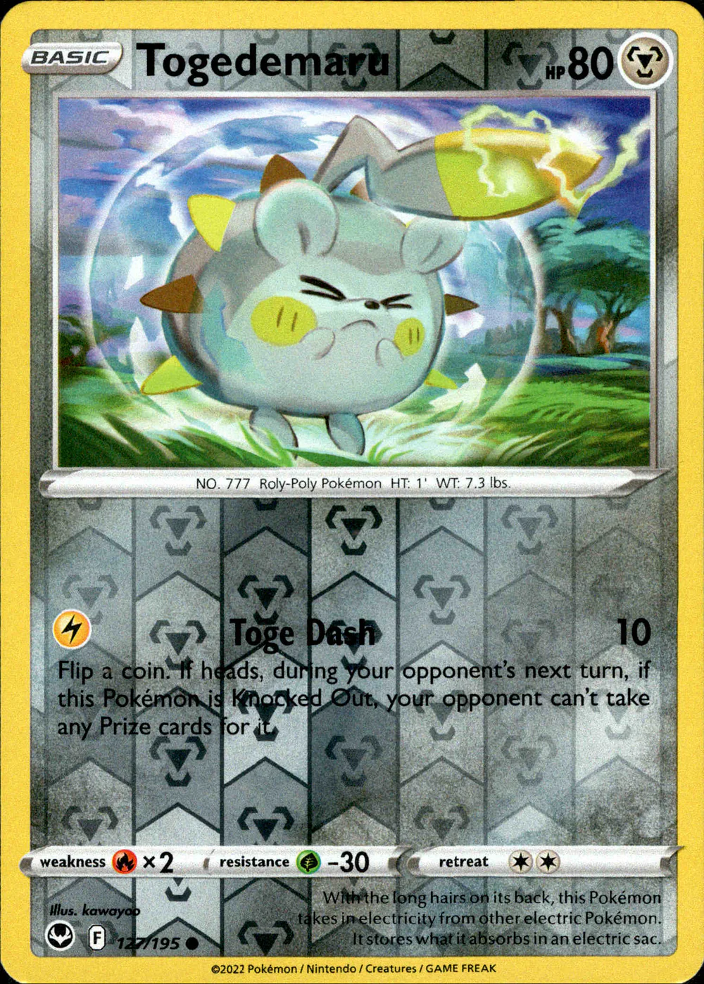 Togedemaru 127/195 SWSH Silver Tempest Reverse Holo Common Pokemon Card |  Gogi Collectables