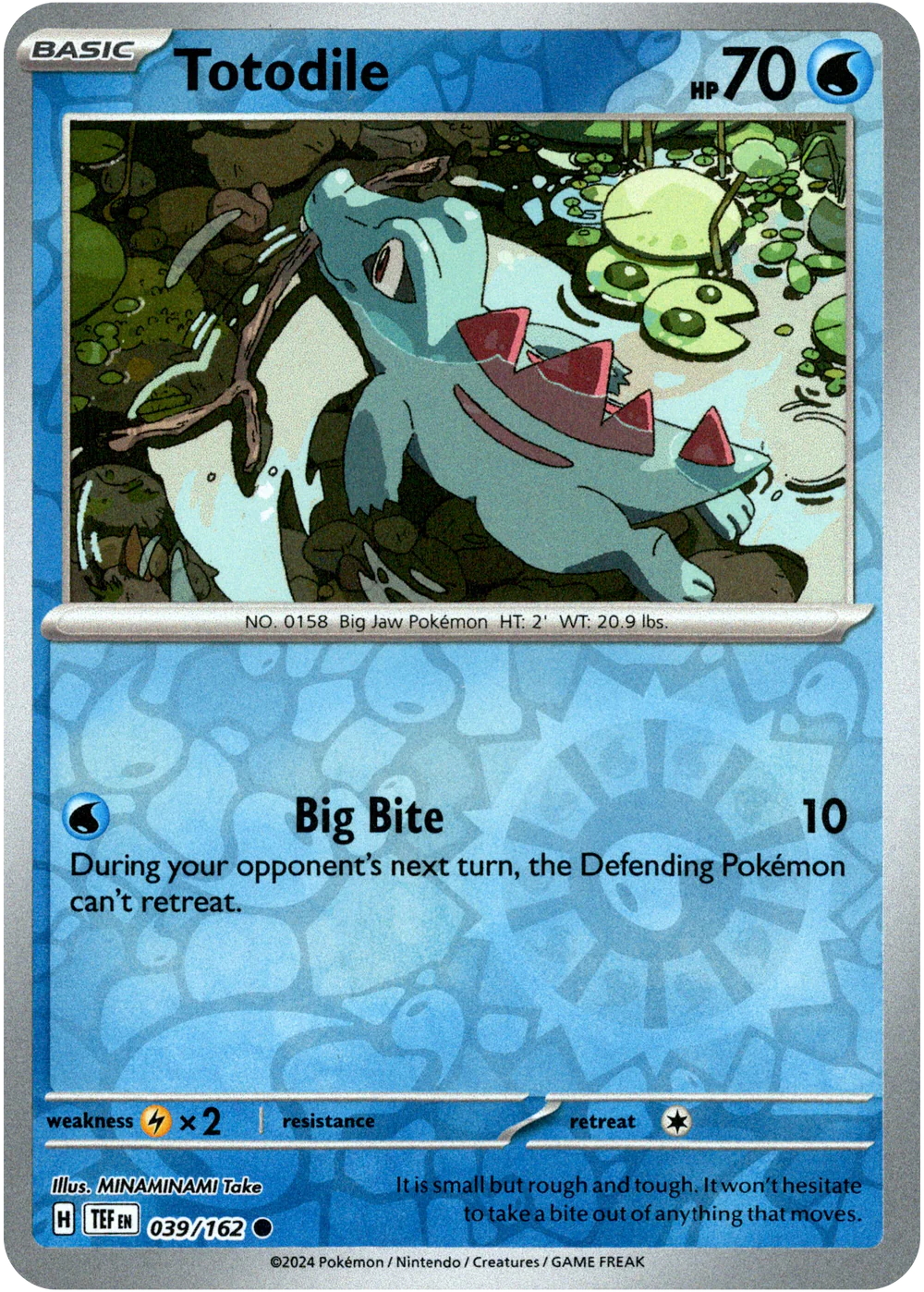 Totodile 039/162 Scarlet and Violet Temporal Forces Reverse Holo Common Pokemon Card