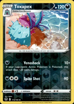Toxapex 115/195 SWSH Silver Tempest Reverse Holo Uncommon Pokemon Card