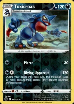 Toxicroak 110/195 SWSH Silver Tempest Reverse Holo Uncommon Pokemon Card