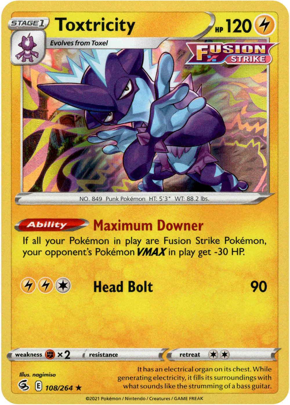 Toxtricity 108/264 SWSH Fusion Strike Holo Rare Pokemon Card