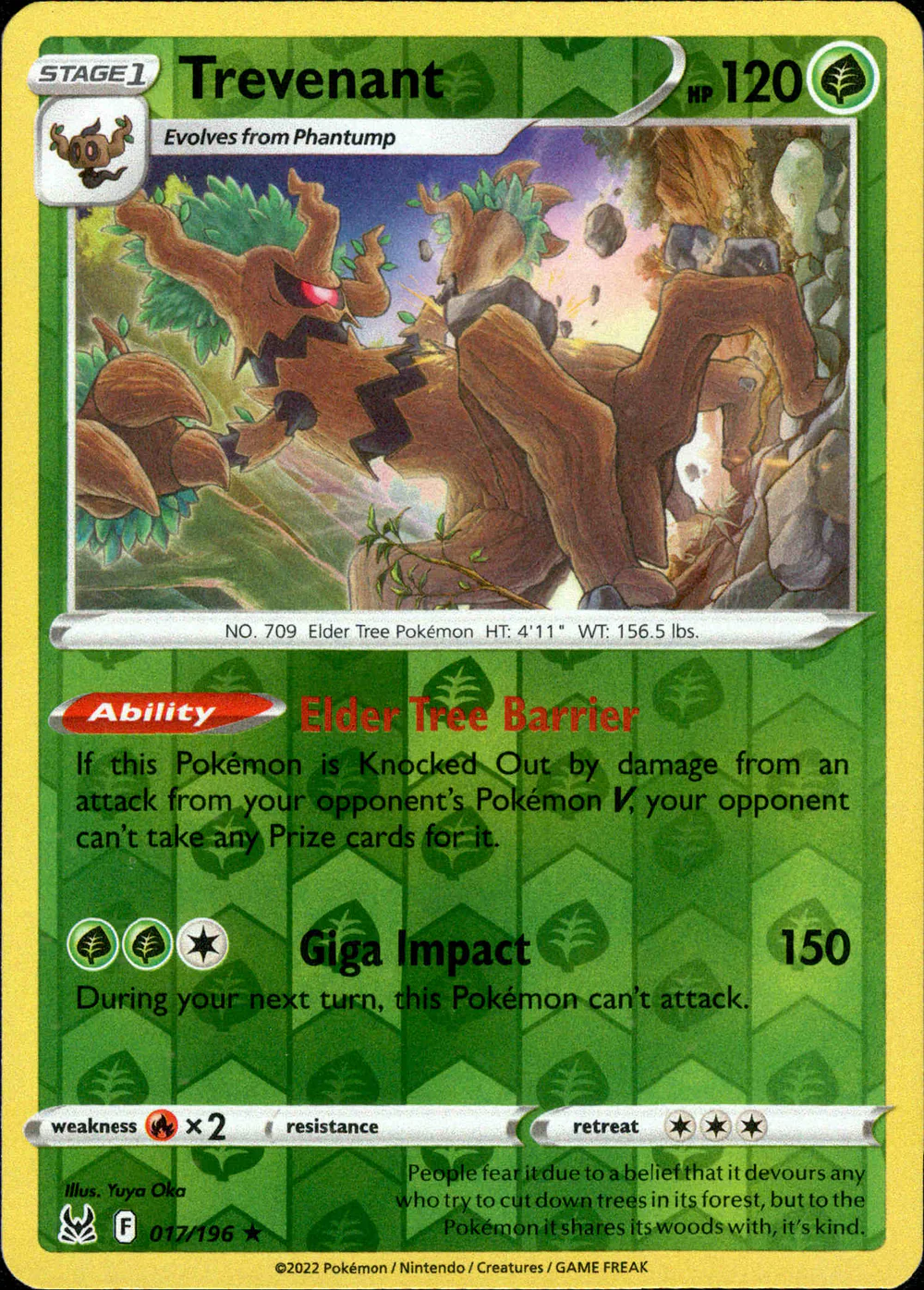 Trevenant 017/196 SWSH Lost Origin Reverse Holo Rare Pokemon Card | Gogi  Collectables