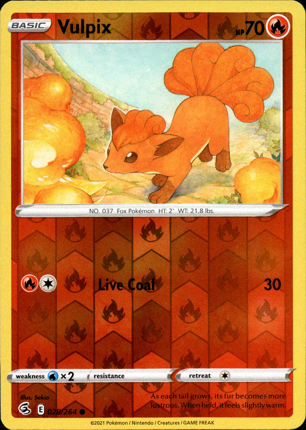 Vulpix 028/264 SWSH Fusion Strike Reverse Holo Common Pokemon Card