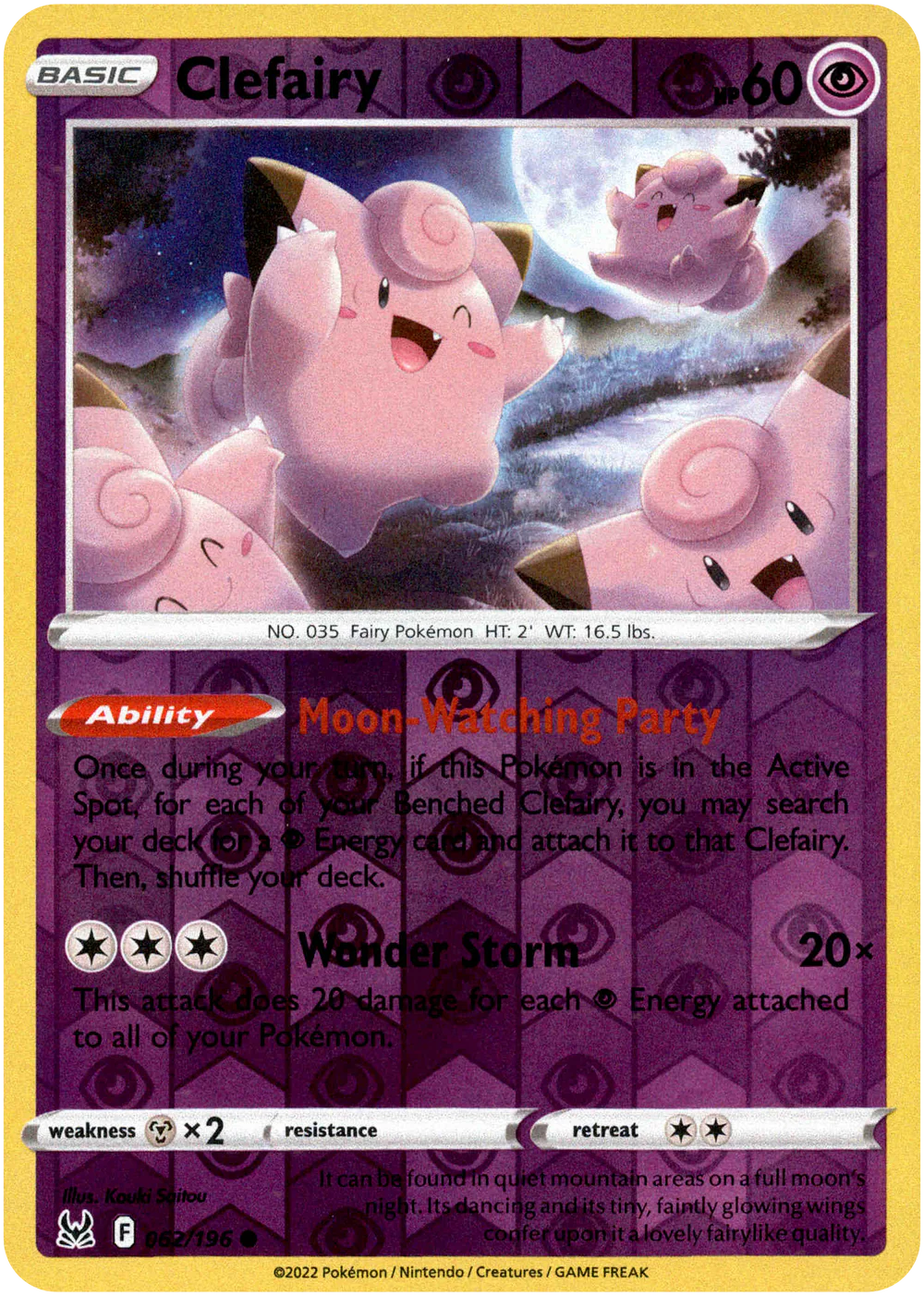 Clefairy 062/196 SWSH Lost Origin Reverse Holo Common Pokemon Card