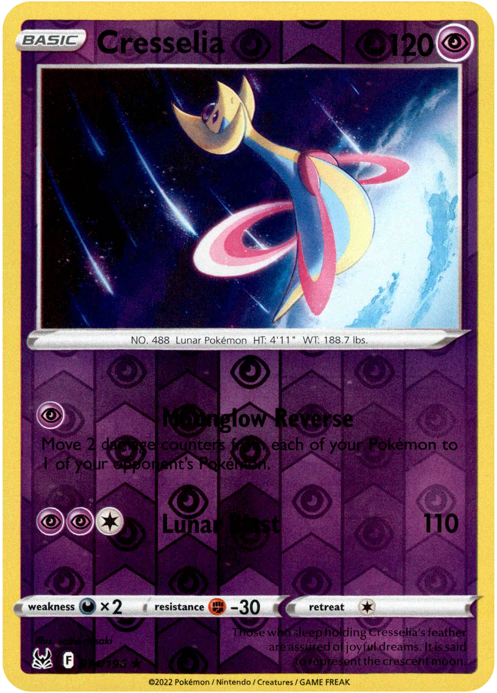 Cresselia 074/196 SWSH Lost Origin Reverse Holo Rare Pokemon Card