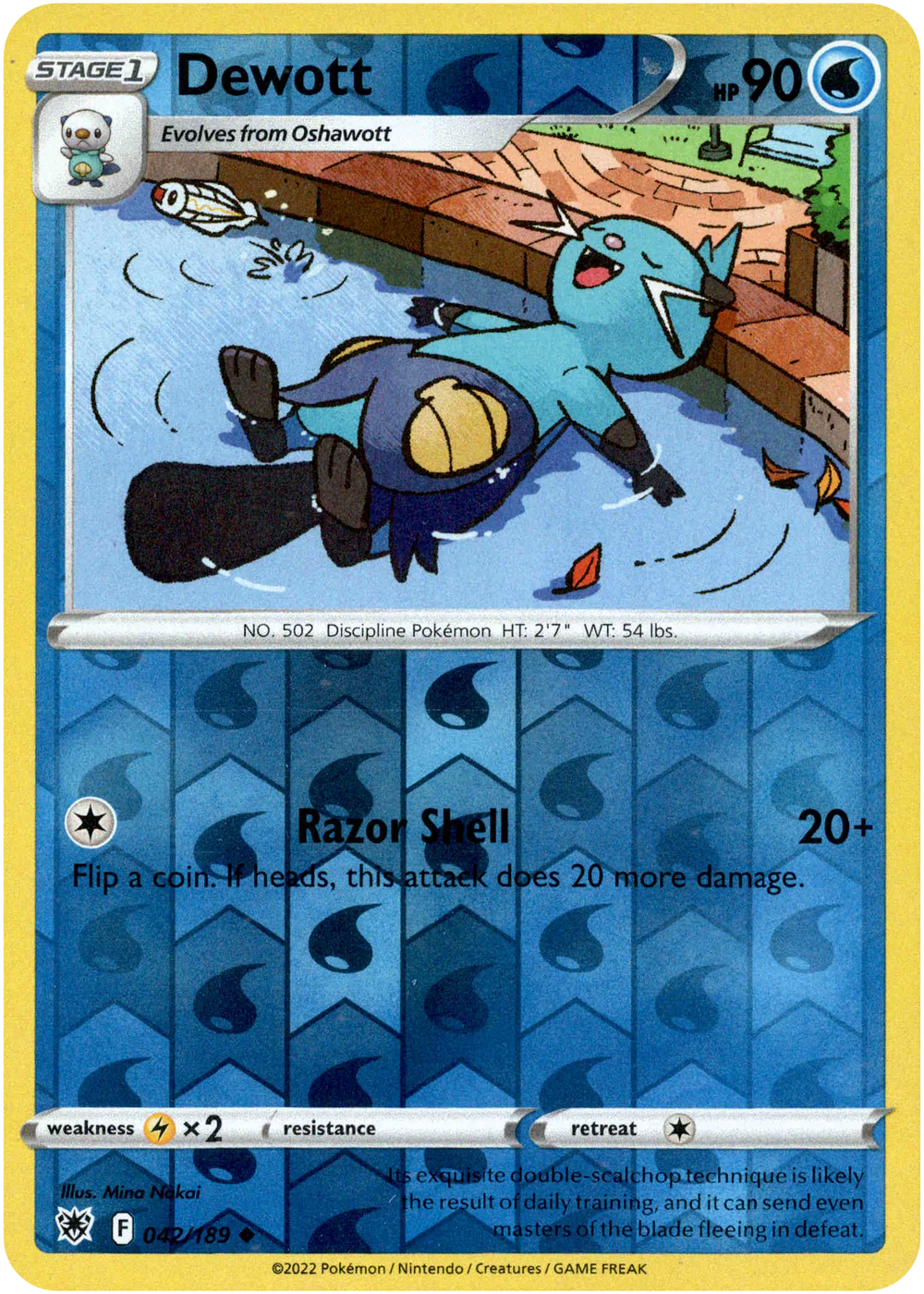 Dewott 042/189 SWSH Astral Radiance Reverse Holo Uncommon Pokemon Card