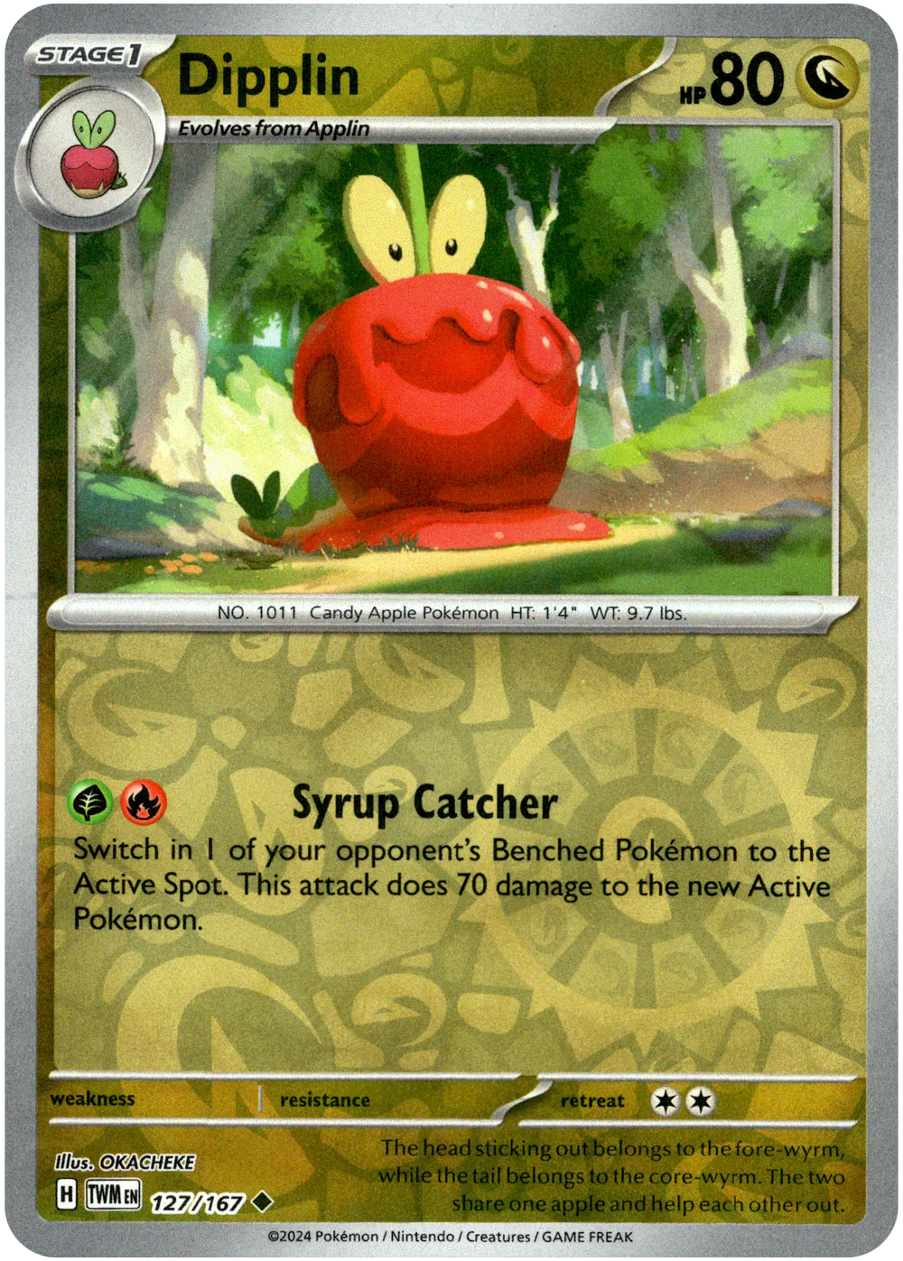 Dipplin 127/167 Scarlet and Violet Twilight Masquerade Reverse Holo Uncommon Pokemon Card