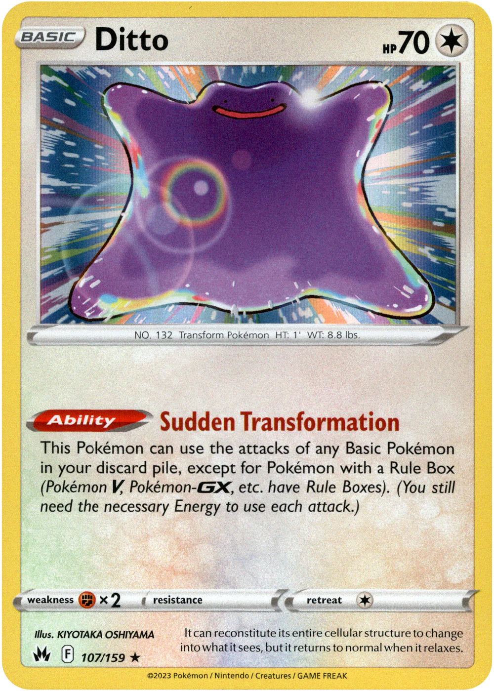 Ditto 107/159 Crown Zenith Holo Rare Pokemon Card | Gogi Collectables