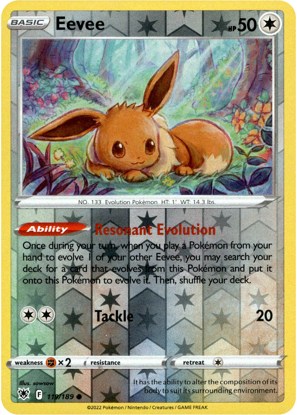 Eevee 119/189 SWSH Astral Radiance Reverse Holo Common Pokemon Card | Gogi Collectables Eevee 119/189 SWSH Astral Radiance Reverse Holo Common Pokemon Card | Gogi Collectables