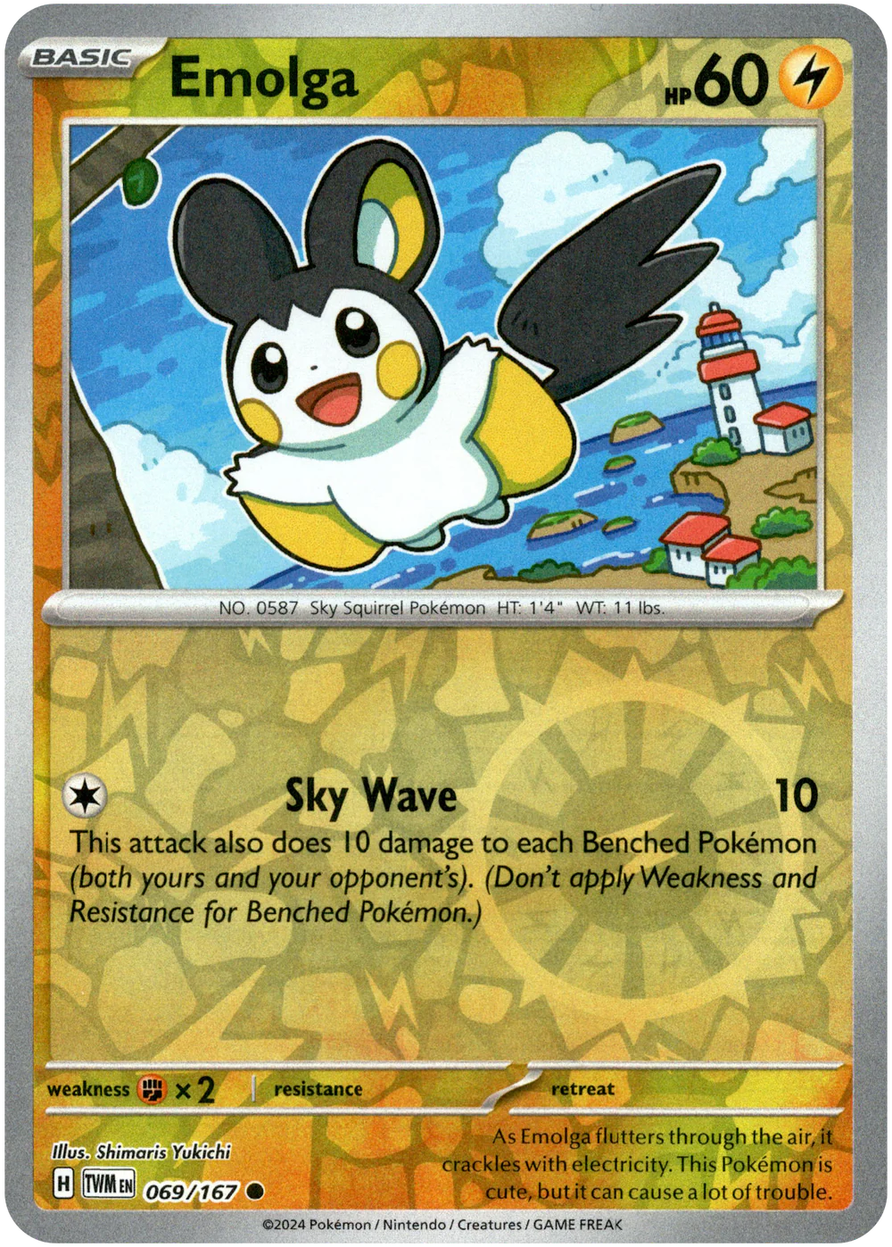 Emolga 069/167 Scarlet and Violet Twilight Masquerade Reverse Holo Common Pokemon Card